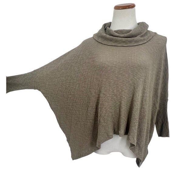 NWT Free People x FP Beach Taupe Cocoon Cowl Neck Dolman Sleeve Knit Poncho Swea - Picture 6 of 16
